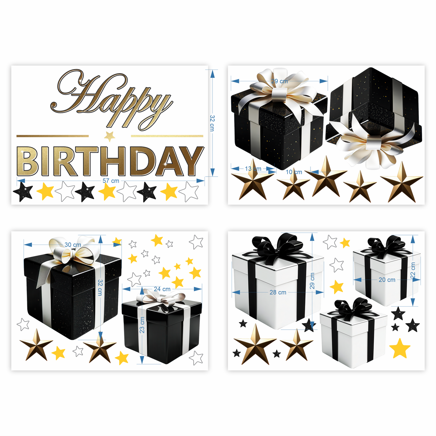 Birthday Sign Writing Kit - Black and White Presents