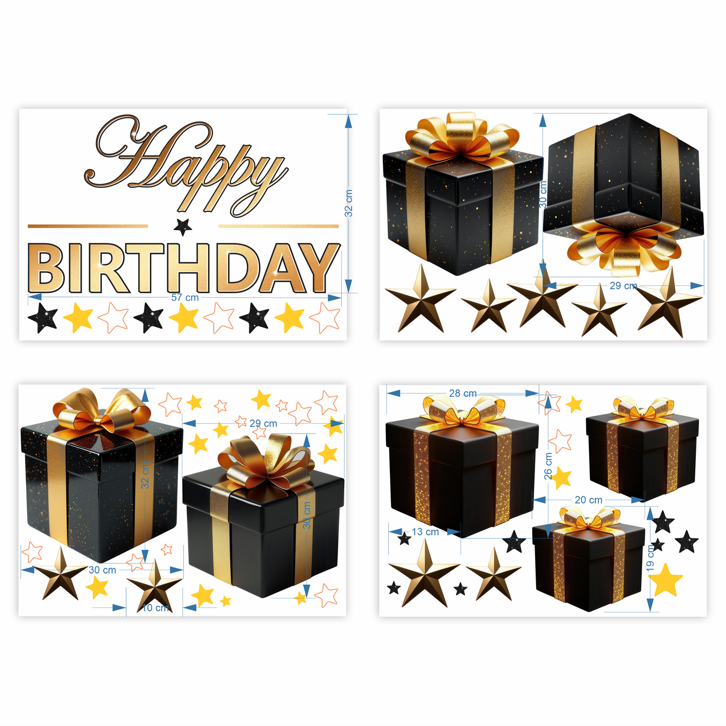 Birthday Sign Writing Kit - Black and Gold Presents