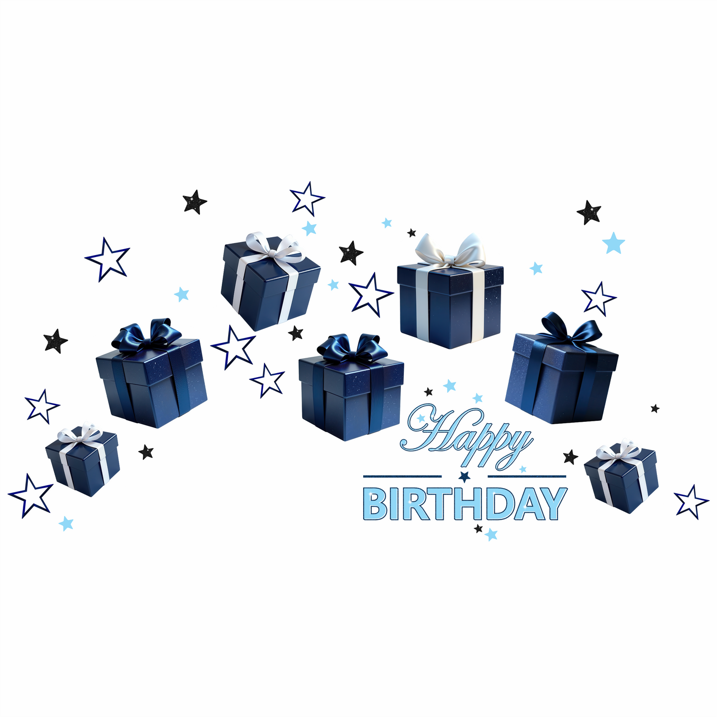 Birthday Sign Writing Kit - Dark Blue and White Presents