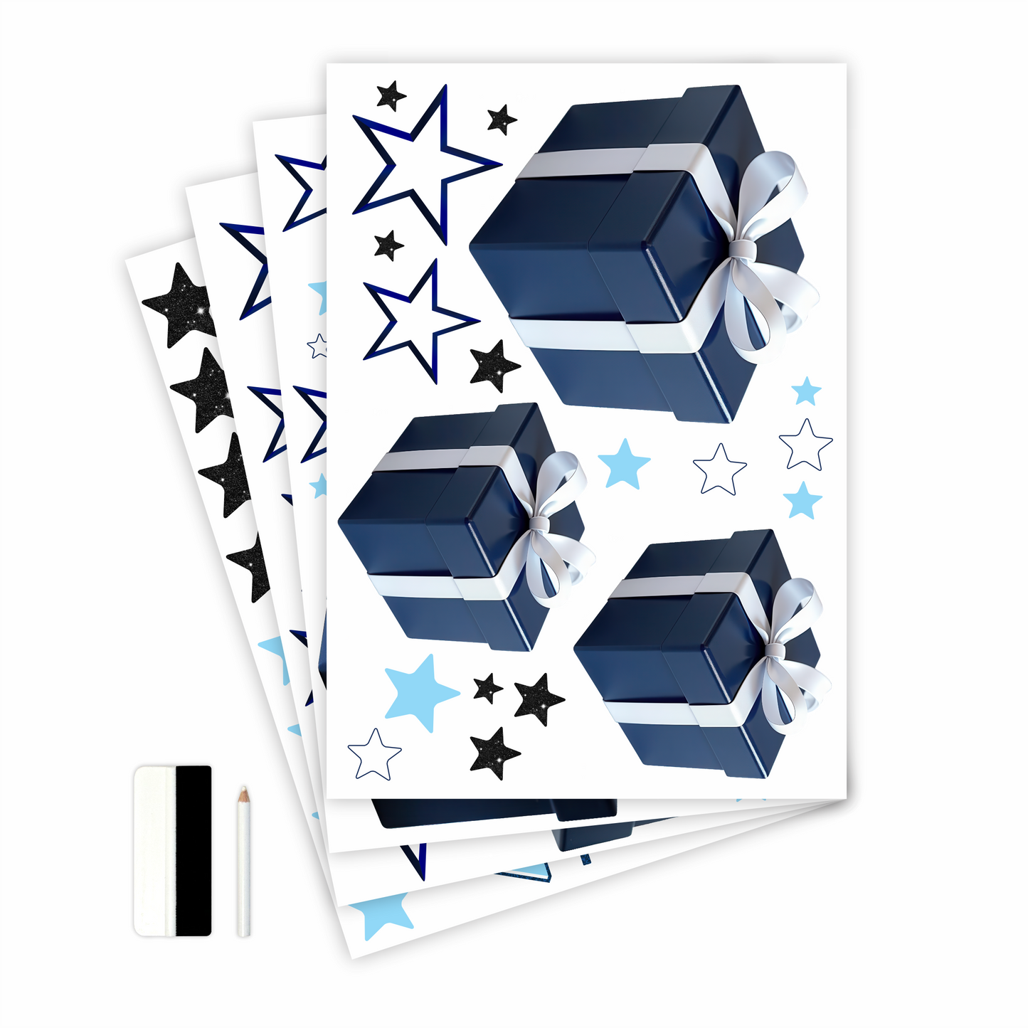 Birthday Sign Writing Kit - Dark Blue and White Presents