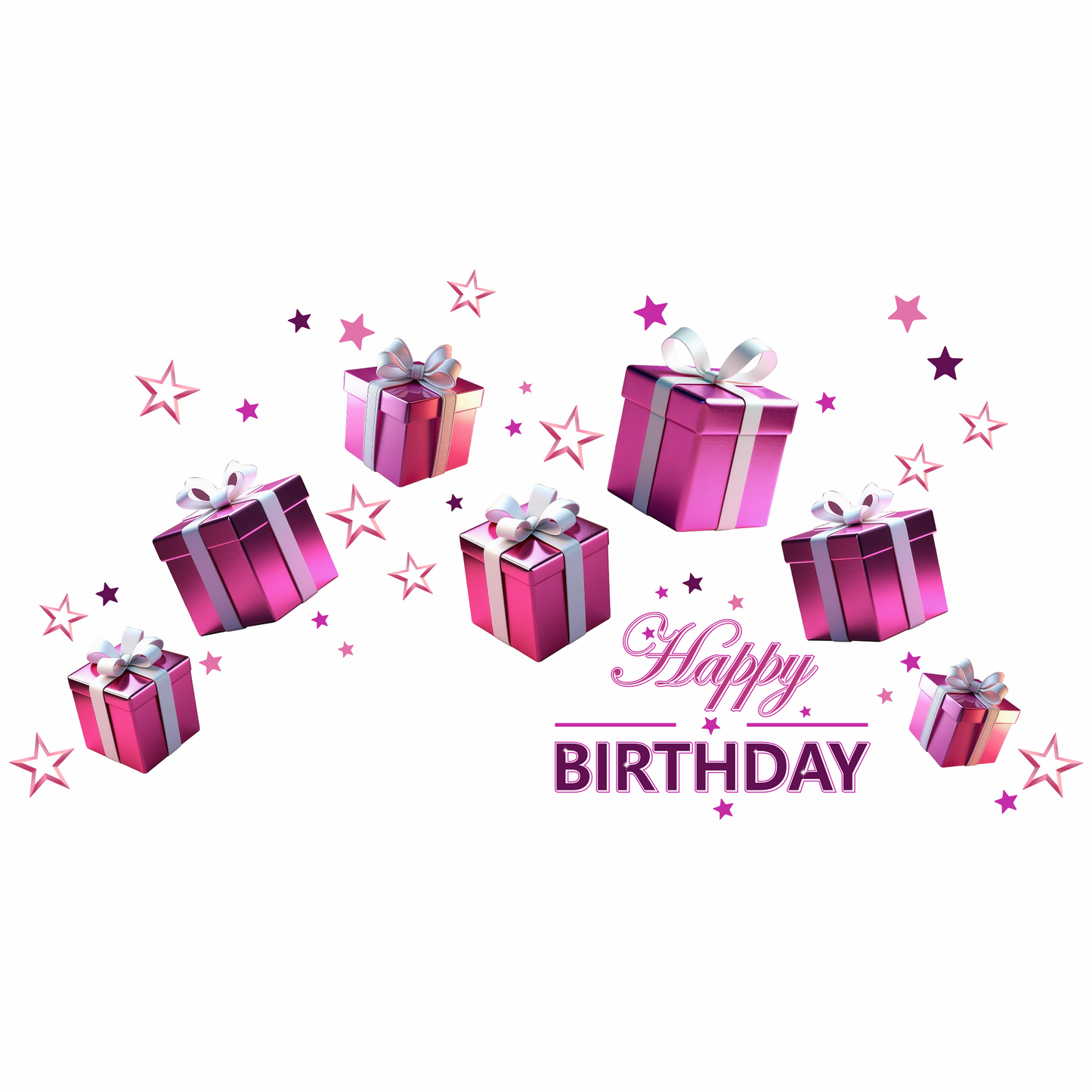 Birthday Sign Writing Kit - Dark Pink and White Presents