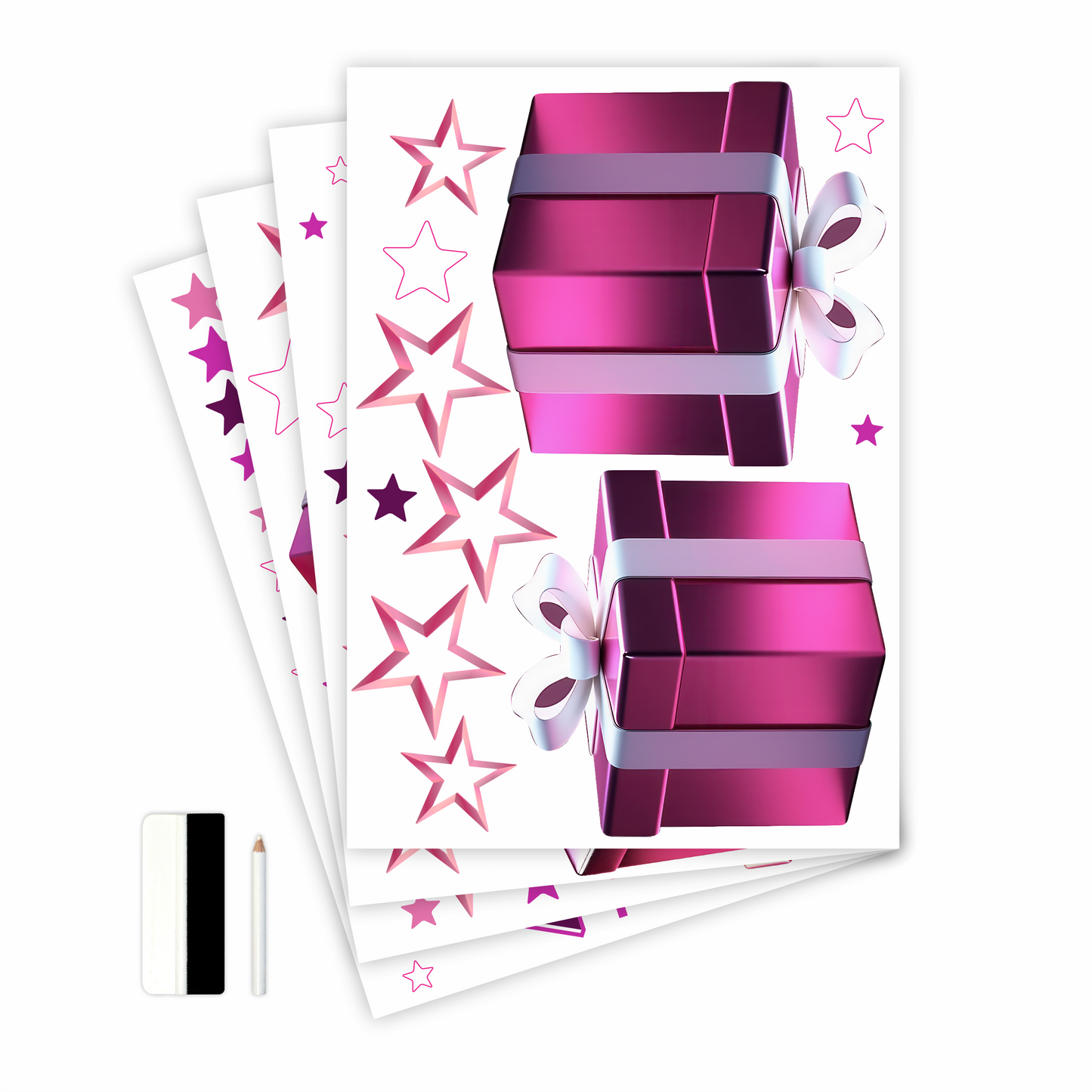 Birthday Sign Writing Kit - Dark Pink and White Presents