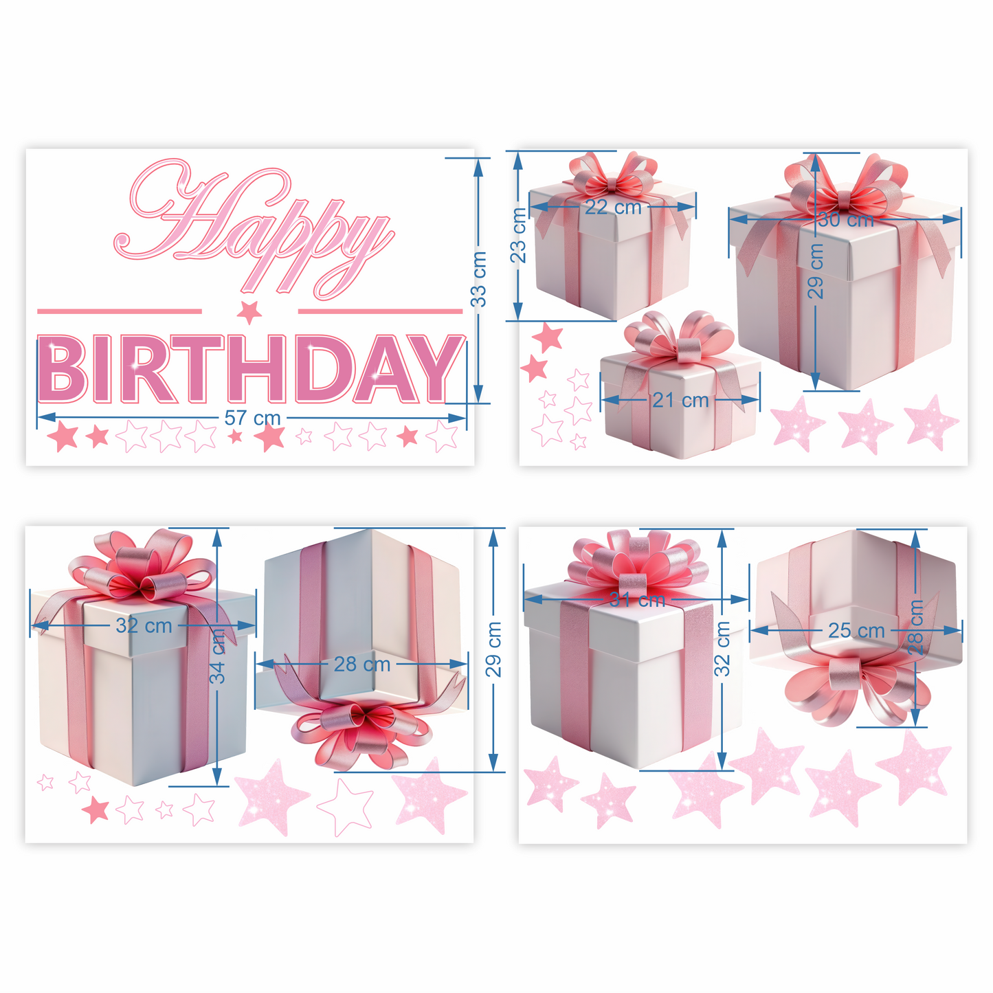 Birthday Sign Writing Kit - Light Pink and White Presents