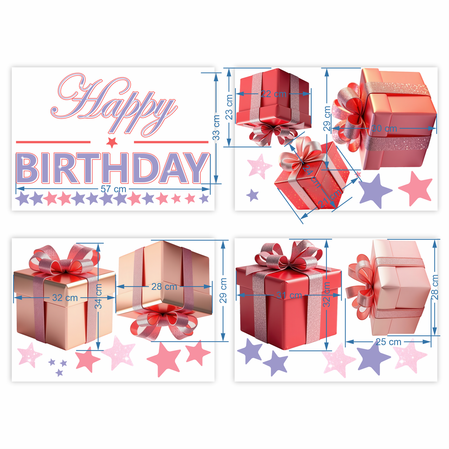 Birthday Sign Writing Kit - Pink and Red Presents