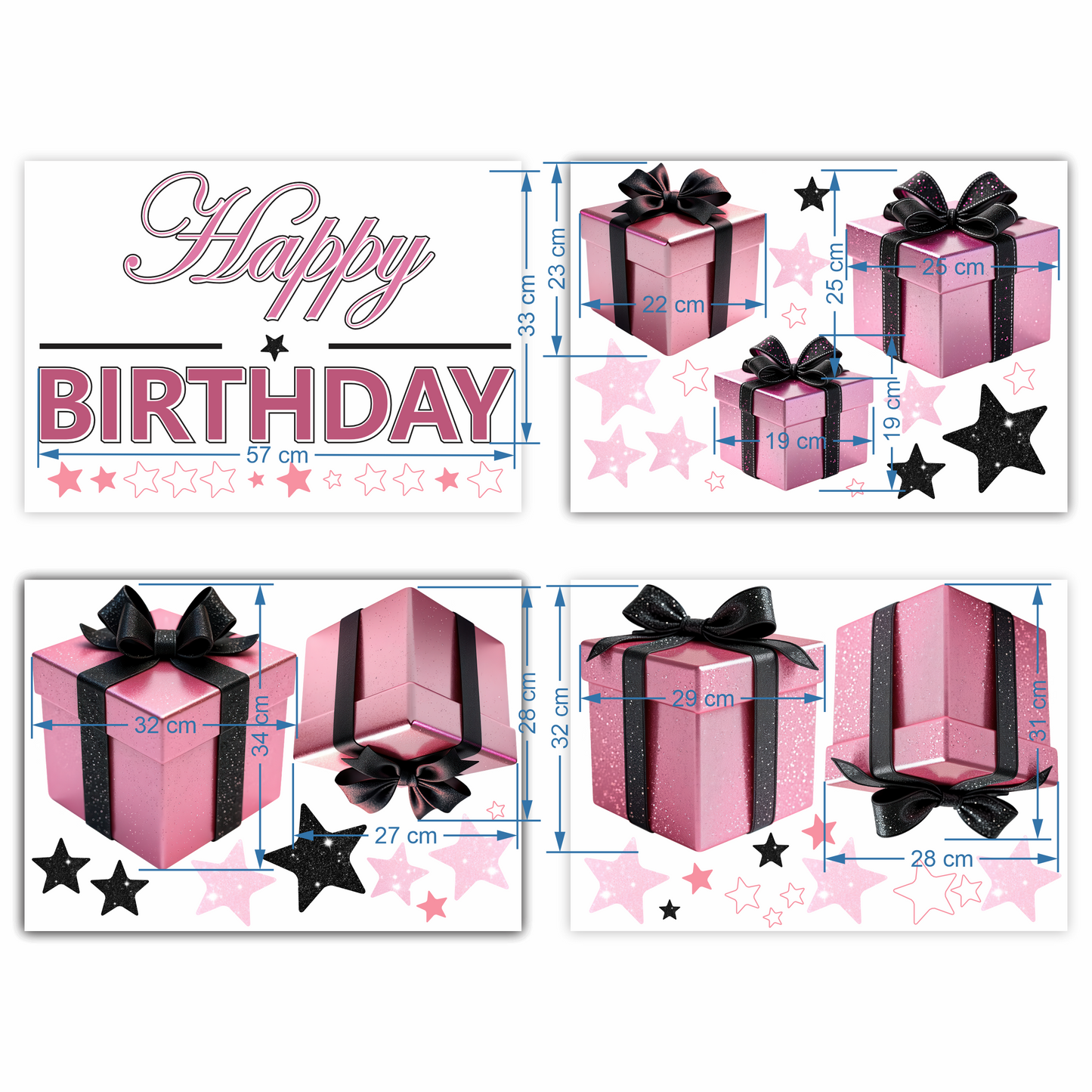 Birthday Sign Writing Kit - Pink and Black Presents
