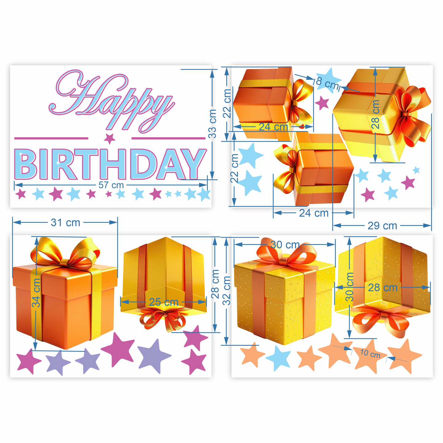 Birthday Sign Writing Kit - Yellow and Orange Presents