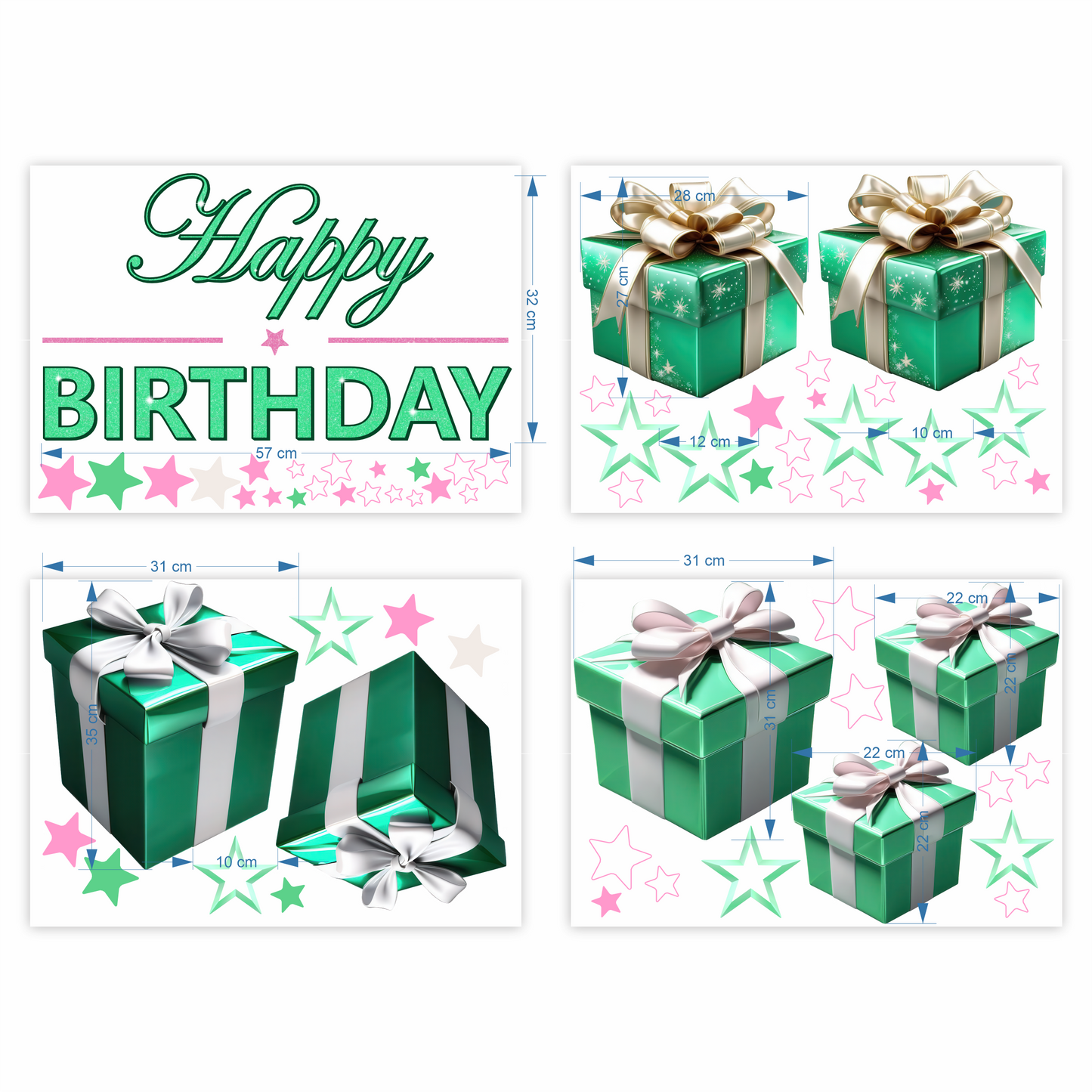 Birthday Sign Writing Kit - Green and White Presents