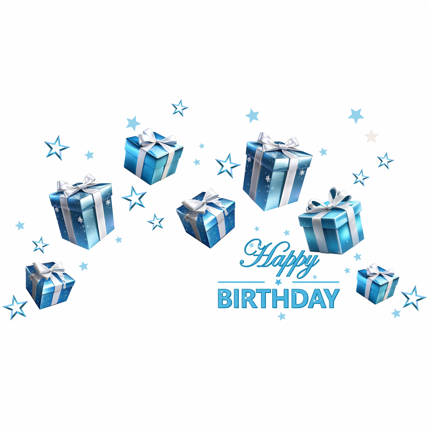 Birthday Sign Writing Kit - Light Blue and White Presents