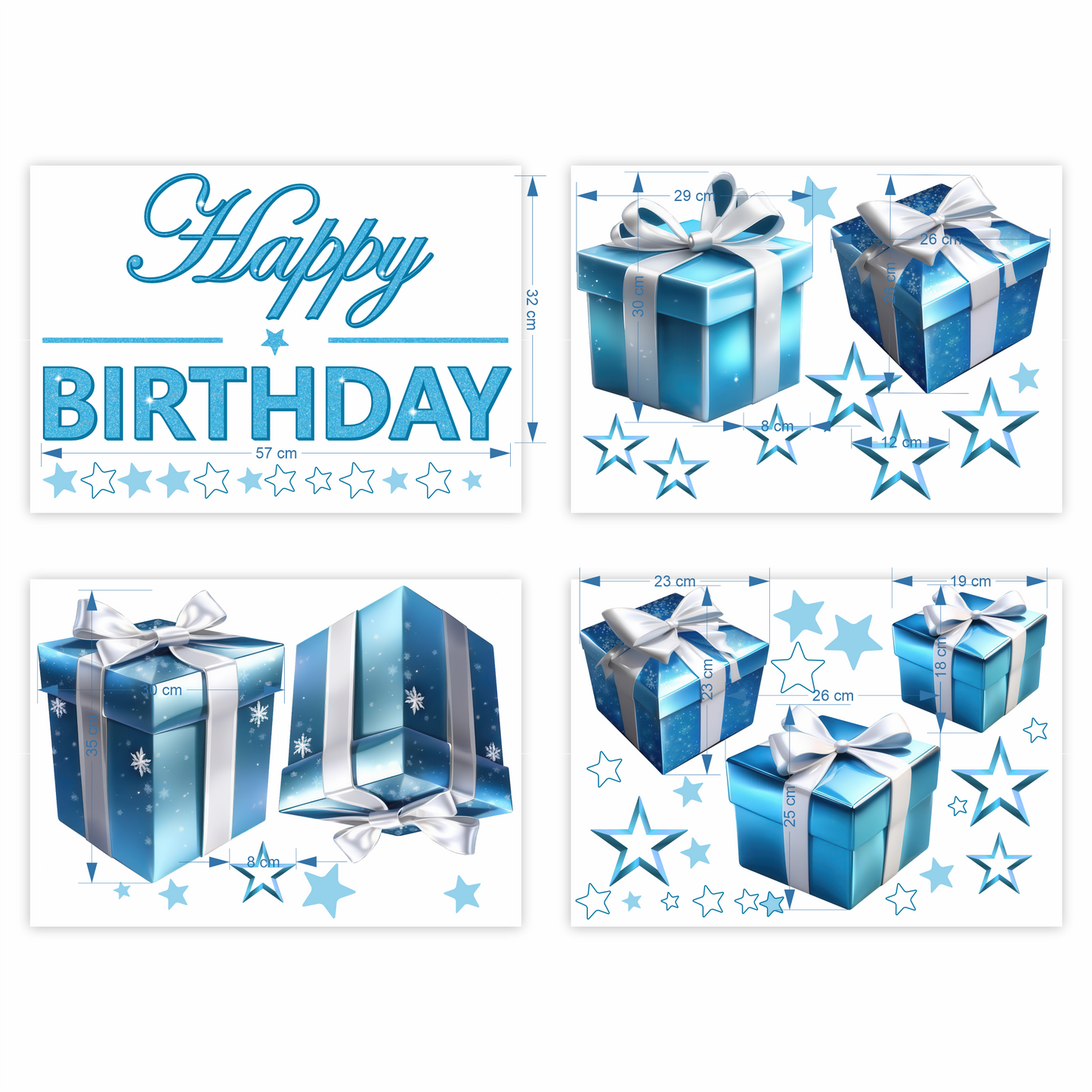 Birthday Sign Writing Kit - Light Blue and White Presents