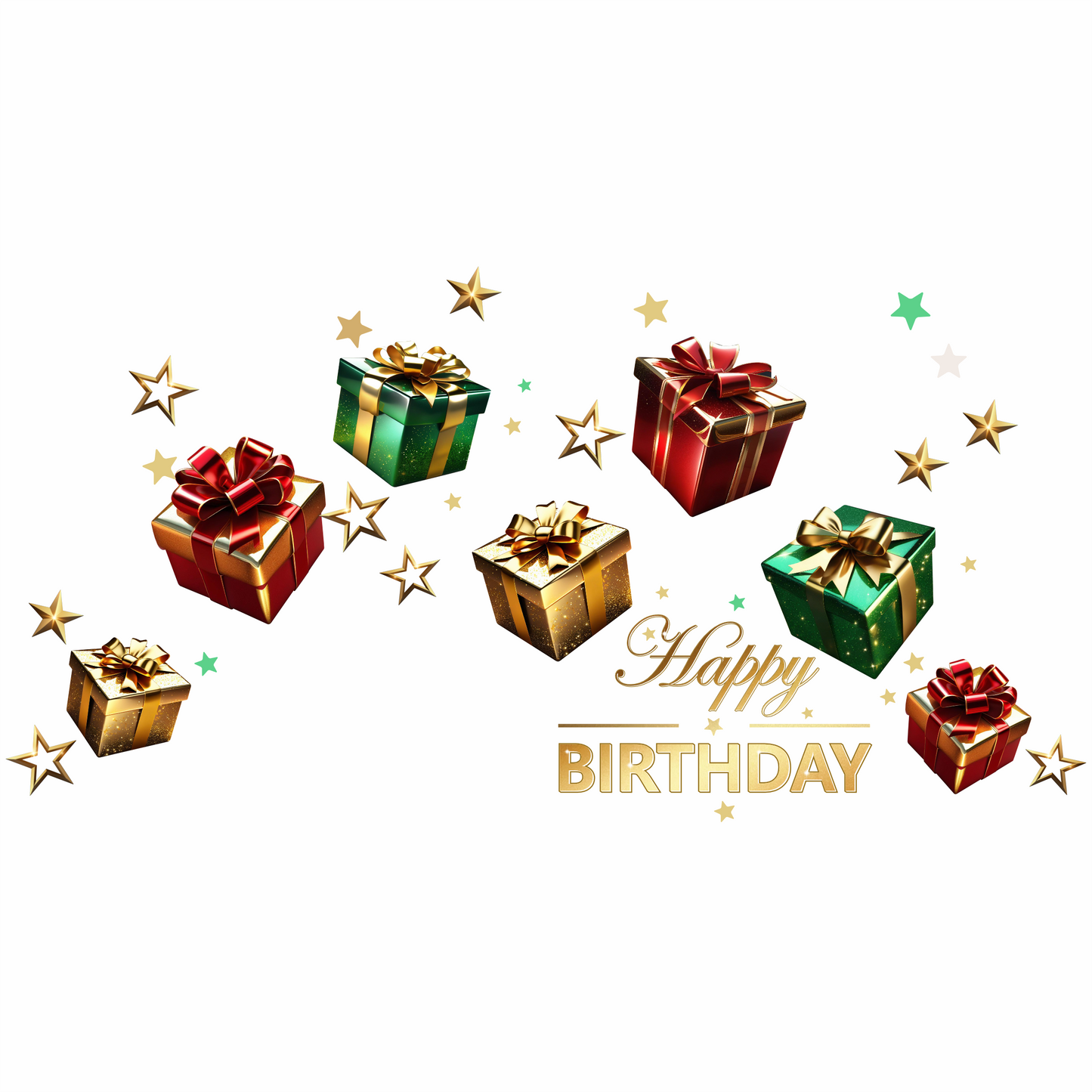 Birthday Sign Writing Kit - Gold, Green and Red Presents