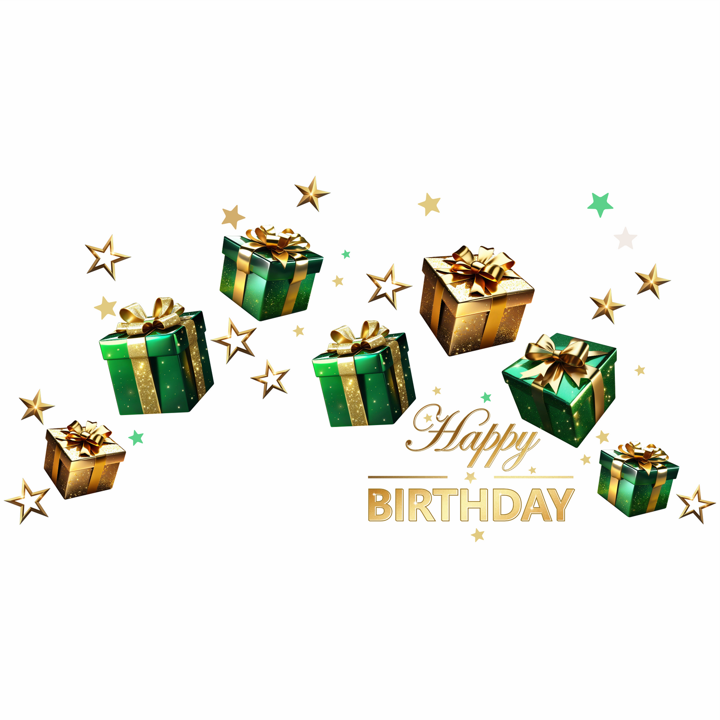 Birthday Sign Writing Kit - Green and Gold Presents