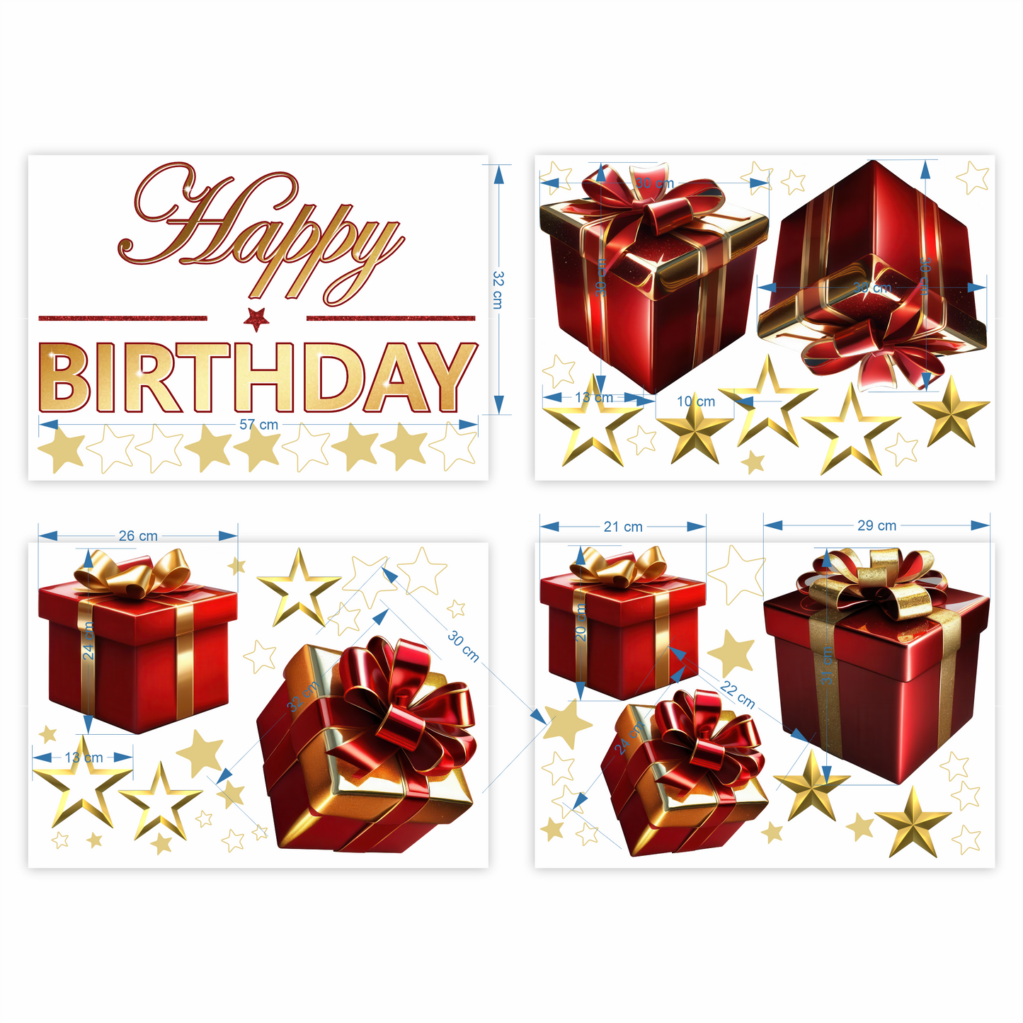 Birthday Sign Writing Kit - Red and Gold Presents
