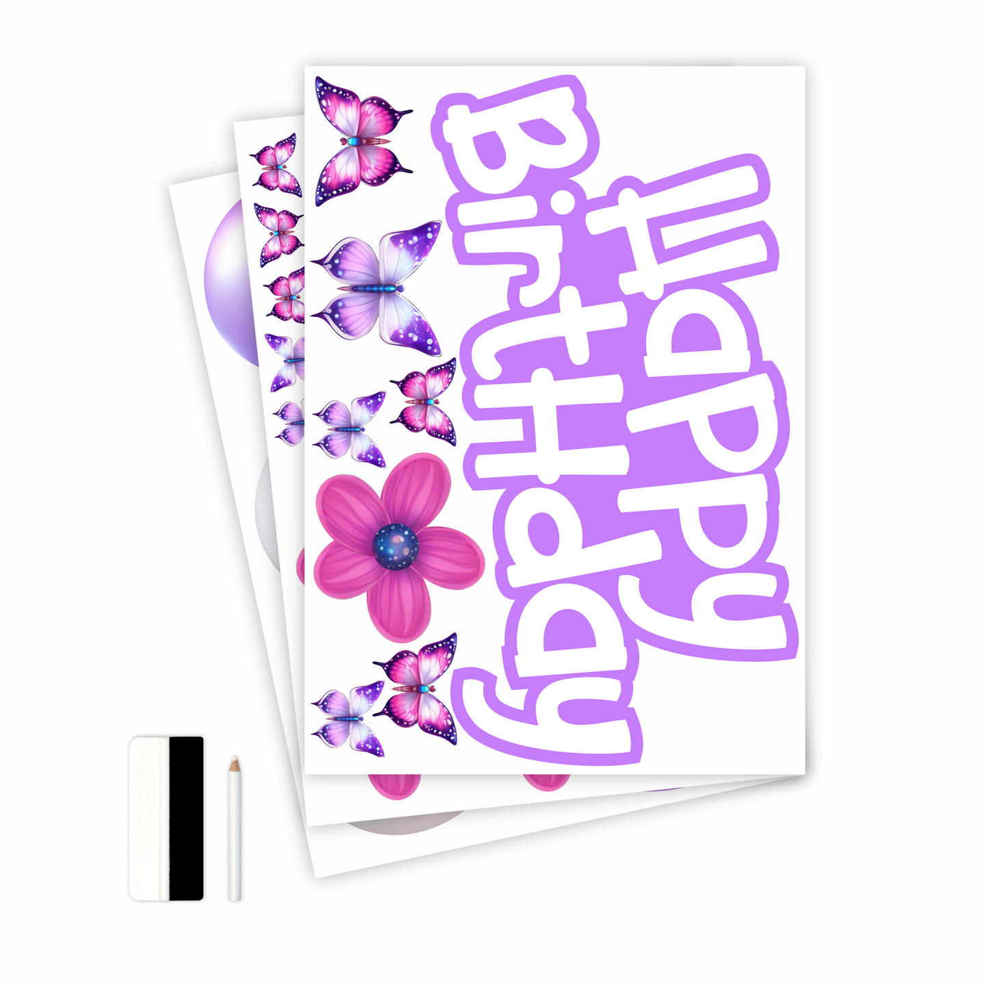 Birthday Sign Writing Kit - Balloons, Flowers and Butterflies