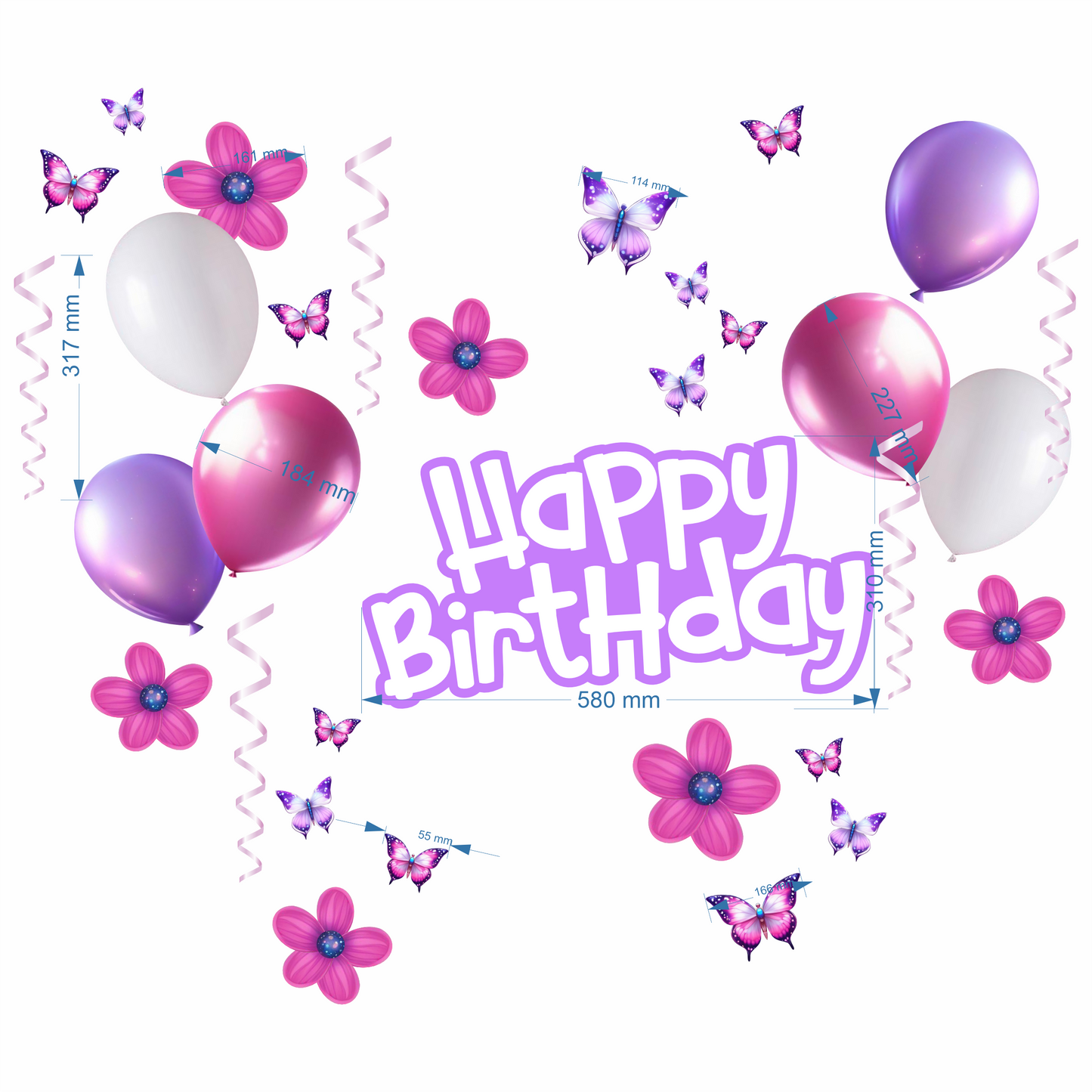 Birthday Sign Writing Kit - Balloons, Flowers and Butterflies
