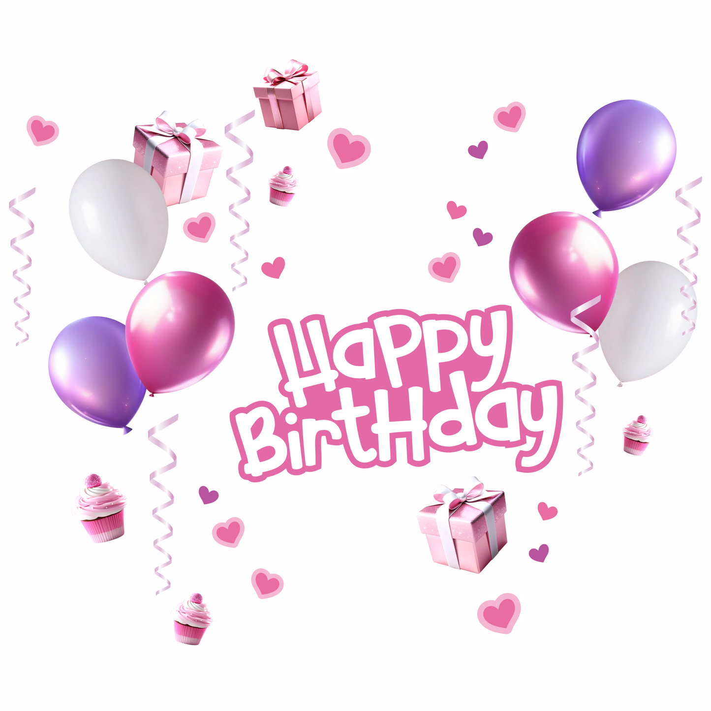 Birthday Sign Writing Kit - Balloons, Cupcakes and Hearts