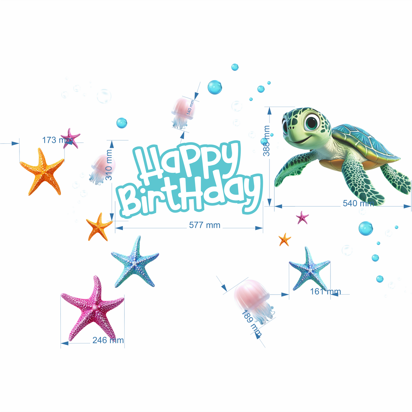 Birthday Sign Writing Kit - Turtle - Blue Theme
