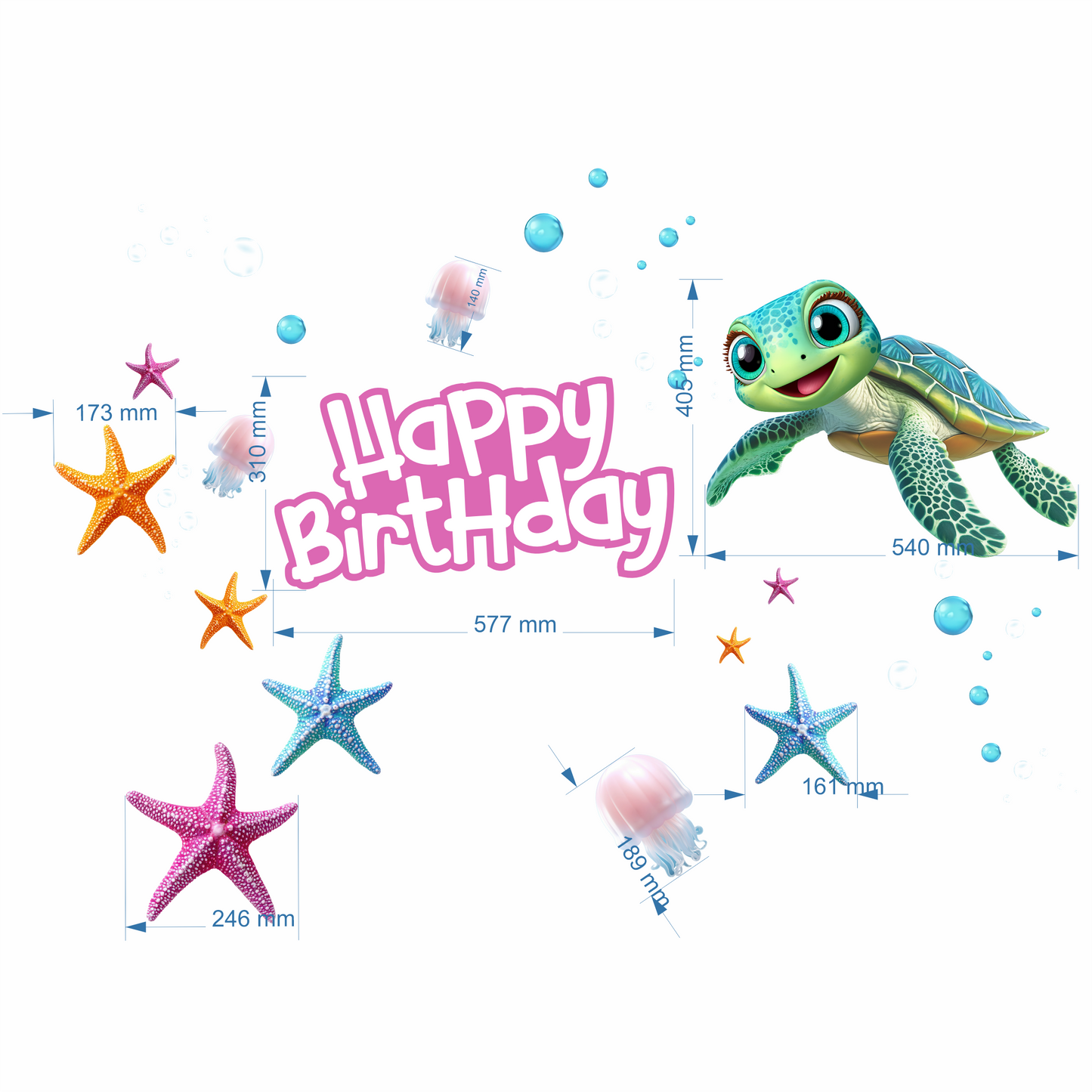 Birthday Sign Writing Kit - Turtle - Pink Theme