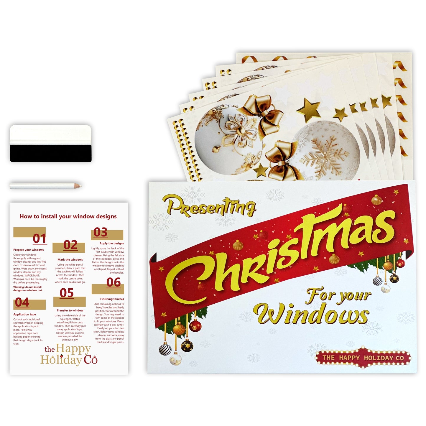 Christmas Sign Writing Kit - Gold bow and white