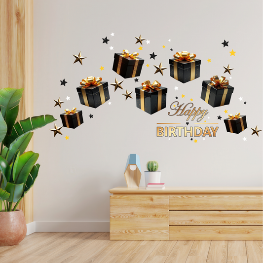Birthday Sign Writing Kit - Black and Gold Presents