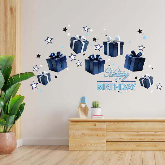 Birthday Sign Writing Kit - Dark Blue and White Presents