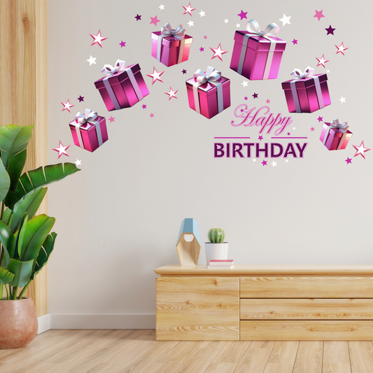 Birthday Sign Writing Kit - Dark Pink and White Presents