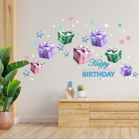 Birthday Sign Writing Kit - Green, Pink, Purple Presents