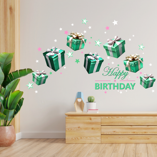 Birthday Sign Writing Kit - Green and White Presents