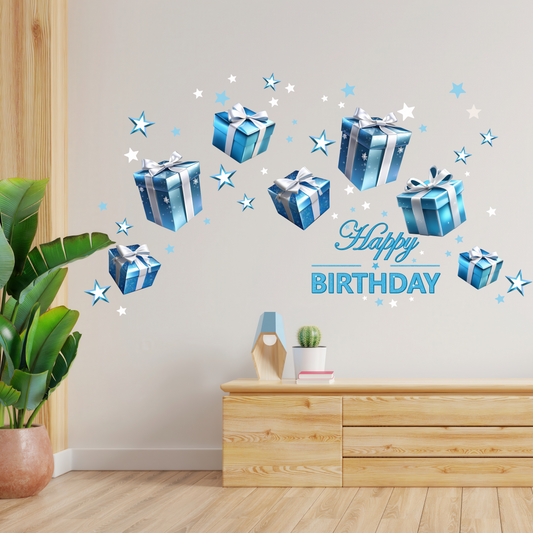 Birthday Sign Writing Kit - Light Blue and White Presents