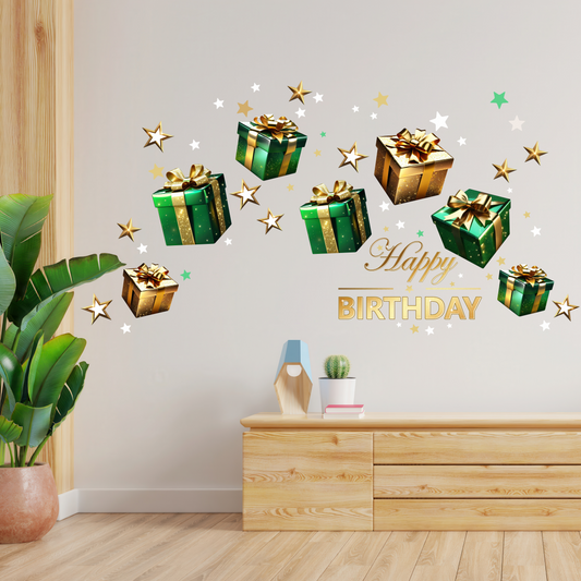 Birthday Sign Writing Kit - Green and Gold Presents