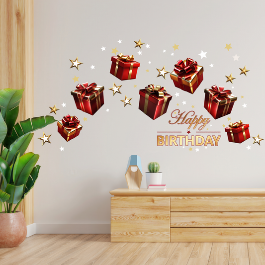 Birthday Sign Writing Kit - Red and Gold Presents
