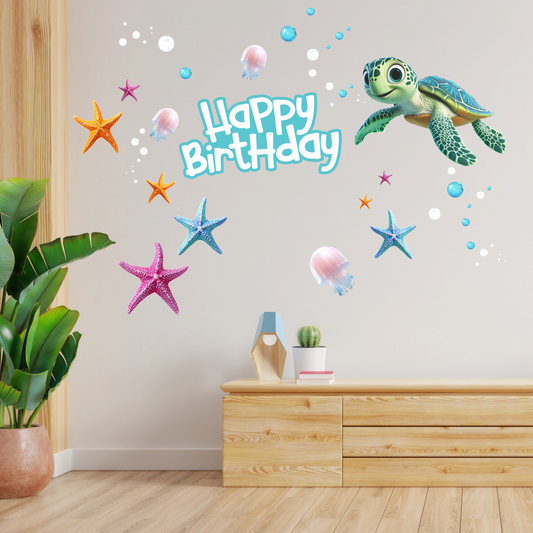Birthday Sign Writing Kit - Turtle - Blue Theme